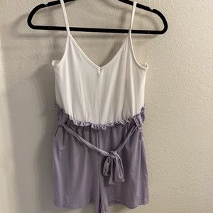—Large White and Purple Tank Top Romper from Full Circle Trends